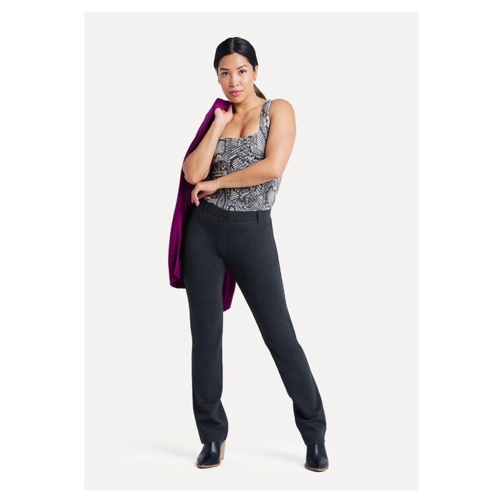 Betabrand Straight-Leg Classic Dress Pant Yoga Pant Charcoal Medium